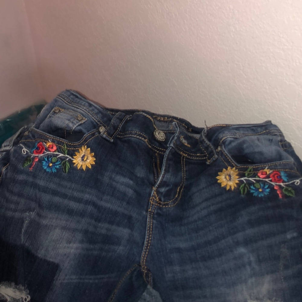 Boot cut jeans.